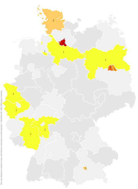 Deutschlandkarte: Regionale Verbreitung der Gebärde