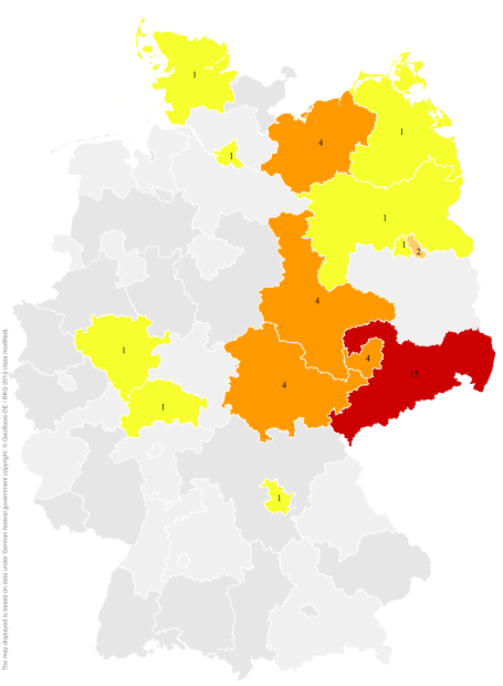 Deutschlandkarte: Regionale Verbreitung der Gebärde