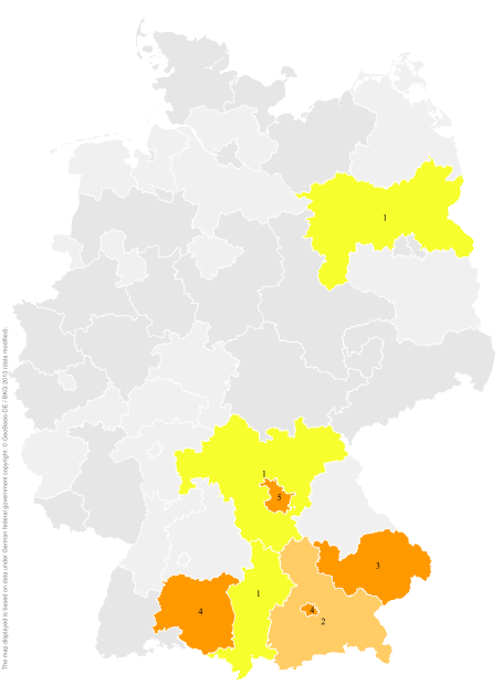 Deutschlandkarte: Regionale Verbreitung der Gebärde