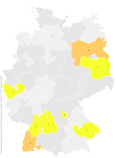 Deutschlandkarte: Regionale Verbreitung der Gebärde
