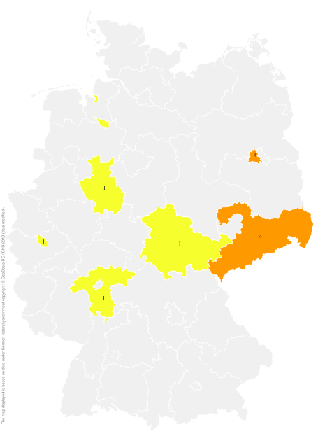 Deutschlandkarte: Regionale Verbreitung der Gebärde