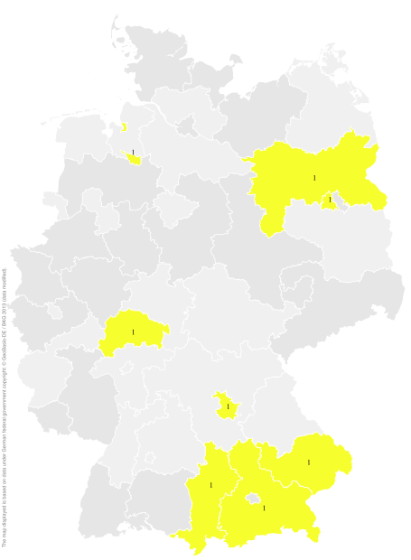 Deutschlandkarte: Regionale Verbreitung der Gebärde