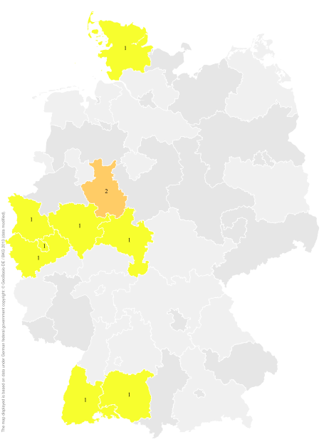 Deutschlandkarte: Regionale Verbreitung der Gebärde