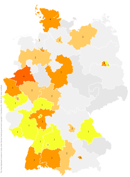 Deutschlandkarte: Regionale Verbreitung der Gebärde
