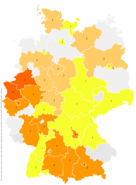 Deutschlandkarte: Regionale Verbreitung der Gebärde