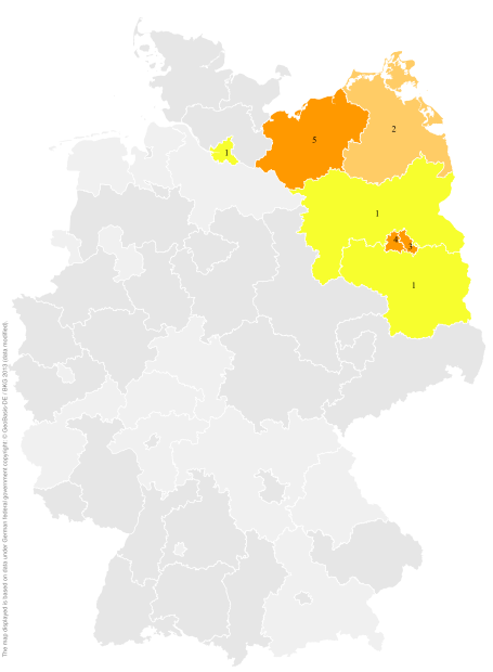 Deutschlandkarte: Regionale Verbreitung der Gebärde