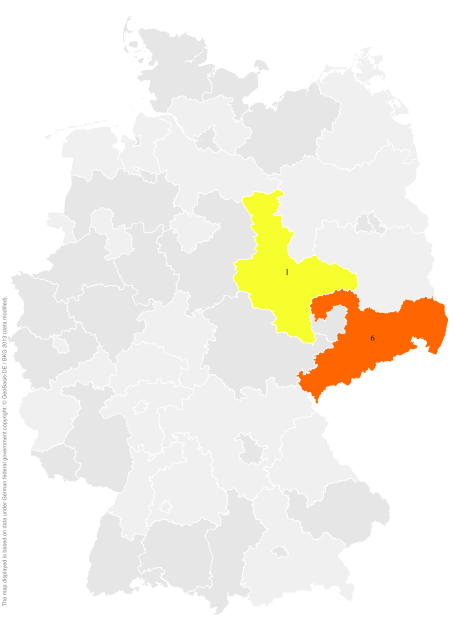 Deutschlandkarte: Regionale Verbreitung der Gebärde
