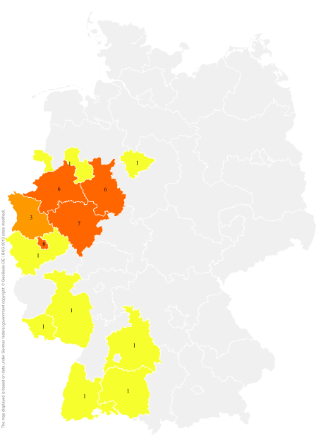 Deutschlandkarte: Regionale Verbreitung der Gebärde