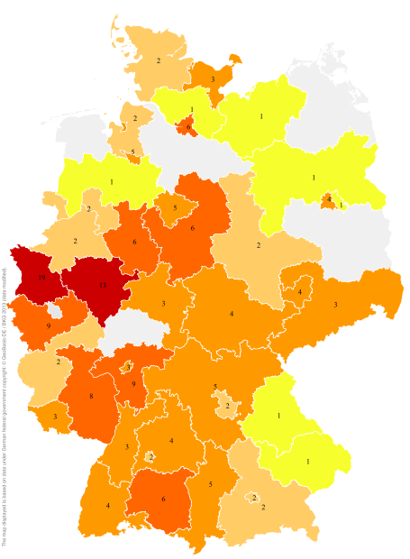 Deutschlandkarte: Regionale Verbreitung der Gebärde