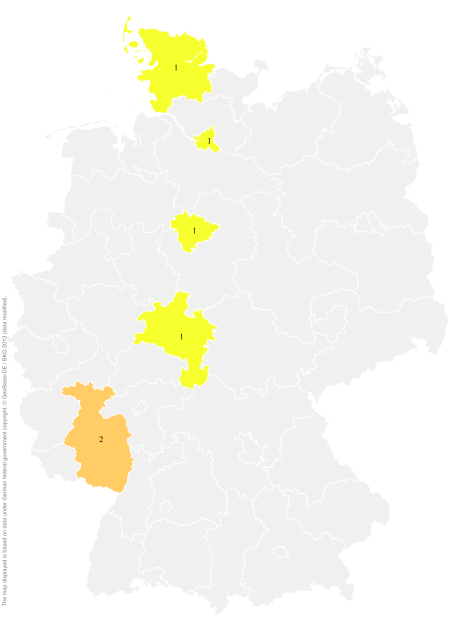 Deutschlandkarte: Regionale Verbreitung der Gebärde