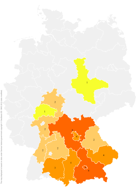 Deutschlandkarte: Regionale Verbreitung der Gebärde