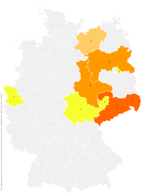 Deutschlandkarte: Regionale Verbreitung der Gebärde