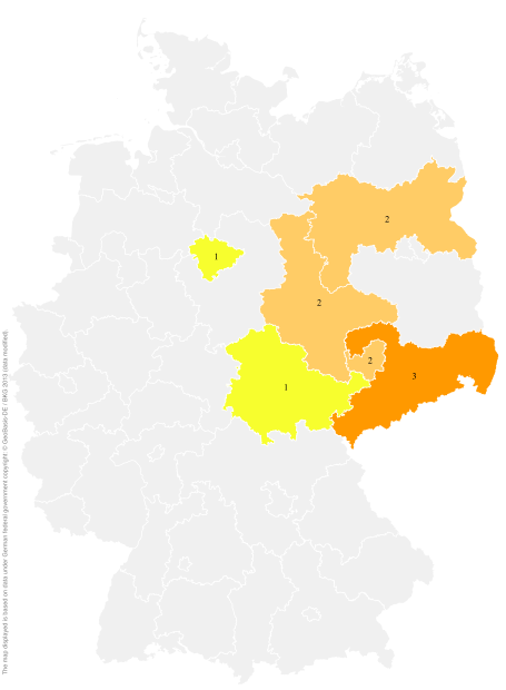 Deutschlandkarte: Regionale Verbreitung der Gebärde