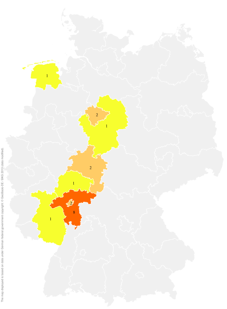 Deutschlandkarte: Regionale Verbreitung der Gebärde