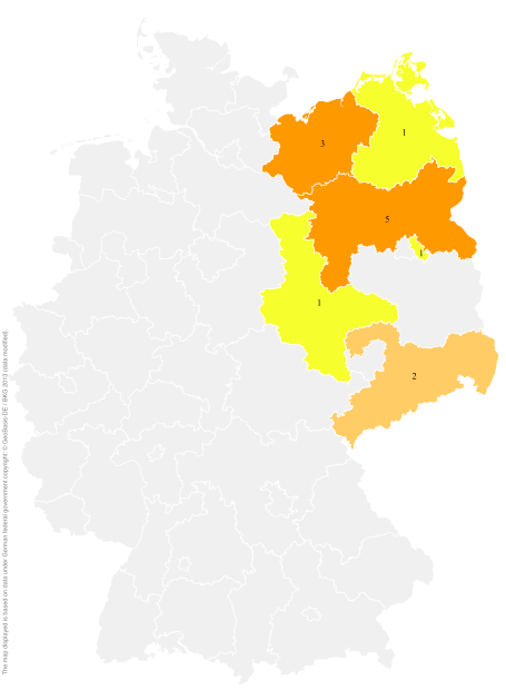 Deutschlandkarte: Regionale Verbreitung der Gebärde