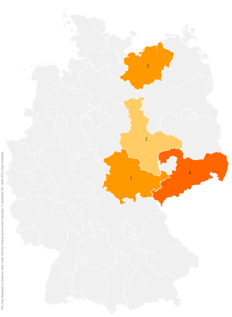 Deutschlandkarte: Regionale Verbreitung der Gebärde