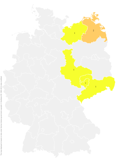 Deutschlandkarte: Regionale Verbreitung der Gebärde