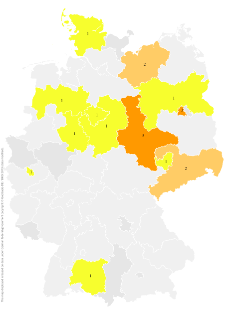Deutschlandkarte: Regionale Verbreitung der Gebärde