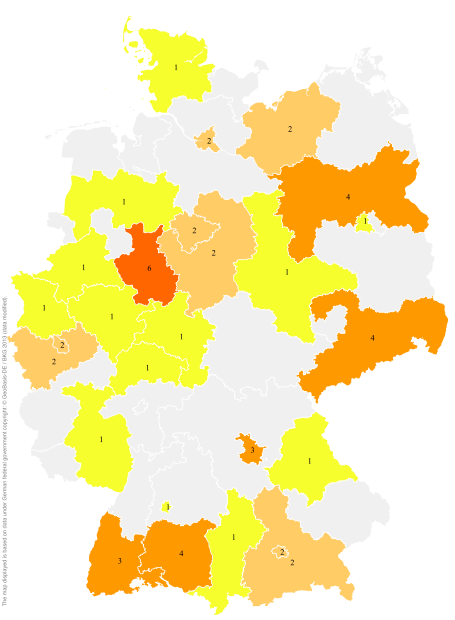 Deutschlandkarte: Regionale Verbreitung der Gebärde
