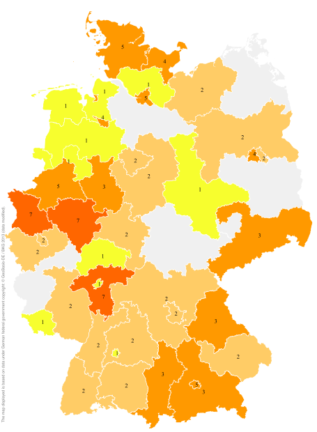 Deutschlandkarte: Regionale Verbreitung der Gebärde
