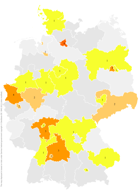 Deutschlandkarte: Regionale Verbreitung der Gebärde