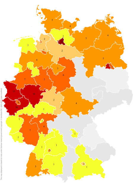 Deutschlandkarte: Regionale Verbreitung der Gebärde