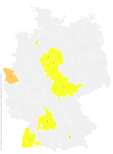 Deutschlandkarte: Regionale Verbreitung der Gebärde