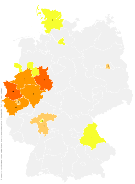 Deutschlandkarte: Regionale Verbreitung der Gebärde