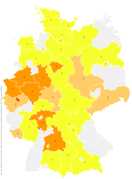 Deutschlandkarte: Regionale Verbreitung der Gebärde