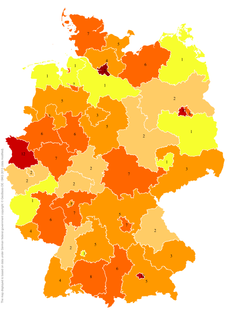 Deutschlandkarte: Regionale Verbreitung der Gebärde