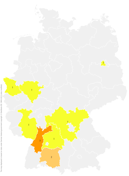 Deutschlandkarte: Regionale Verbreitung der Gebärde