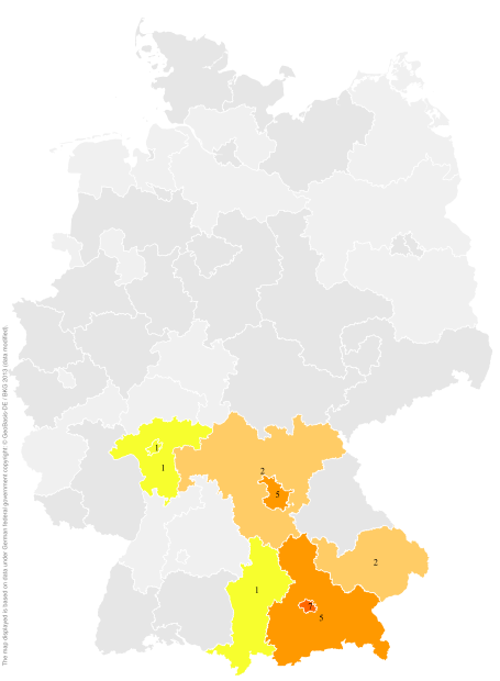 Deutschlandkarte: Regionale Verbreitung der Gebärde