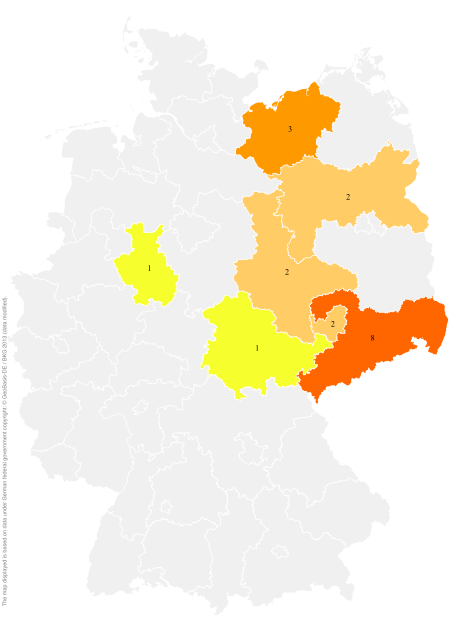 Deutschlandkarte: Regionale Verbreitung der Gebärde