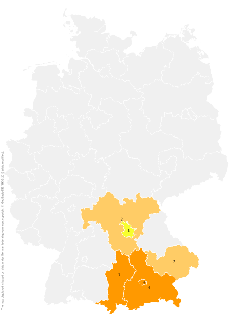 Deutschlandkarte: Regionale Verbreitung der Gebärde