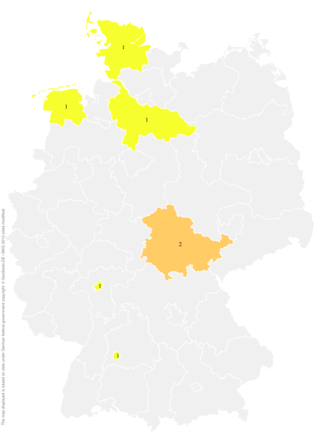 Deutschlandkarte: Regionale Verbreitung der Gebärde