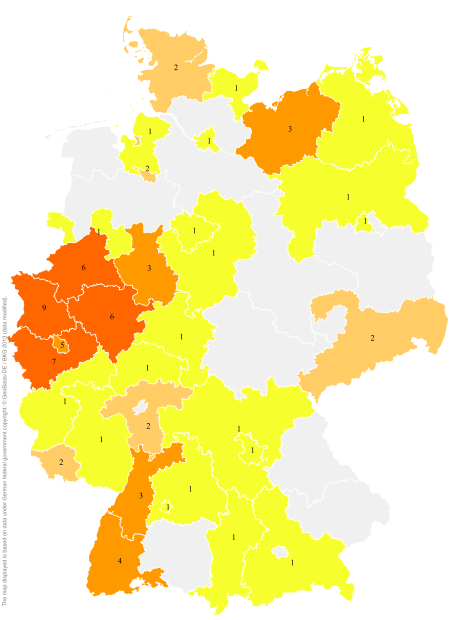 Deutschlandkarte: Regionale Verbreitung der Gebärde