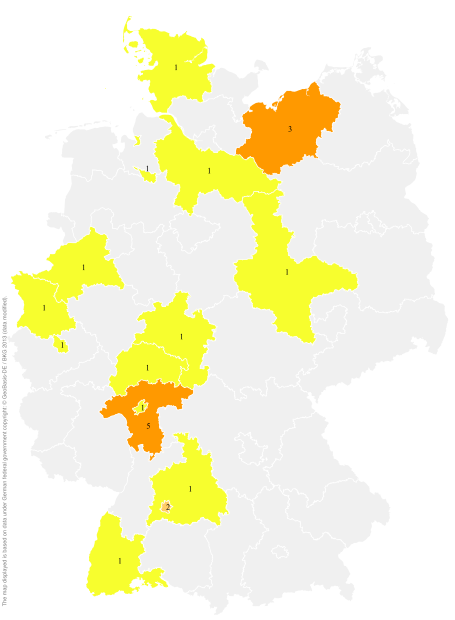 Deutschlandkarte: Regionale Verbreitung der Gebärde