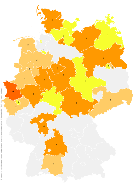 Deutschlandkarte: Regionale Verbreitung der Gebärde