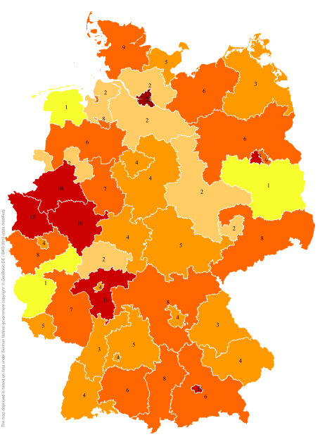 Deutschlandkarte: Regionale Verbreitung der Gebärde