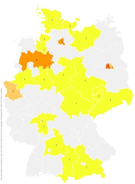 Deutschlandkarte: Regionale Verbreitung der Gebärde