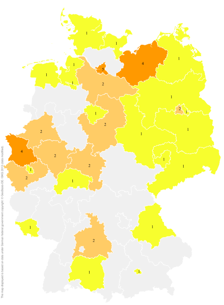 Deutschlandkarte: Regionale Verbreitung der Gebärde