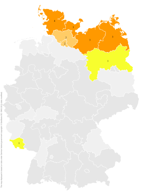 Deutschlandkarte: Regionale Verbreitung der Gebärde