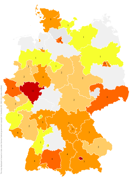 Deutschlandkarte: Regionale Verbreitung der Gebärde