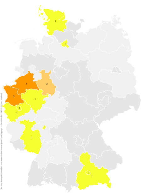 Deutschlandkarte: Regionale Verbreitung der Gebärde