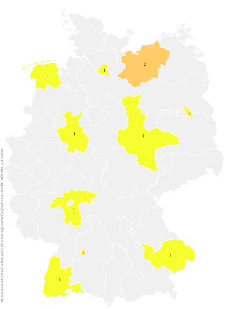 Deutschlandkarte: Regionale Verbreitung der Gebärde