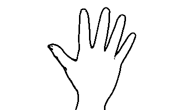 Handform für 5: alle fünf Finger ausgestreckt und gespreizt