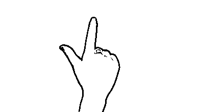 Handform für 2: Daumen und Zeigefinger ausgestreckt