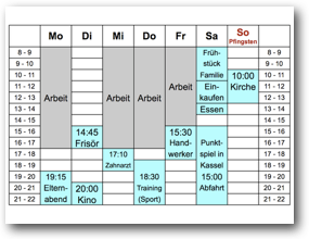 Wochenkalender mit Terminen